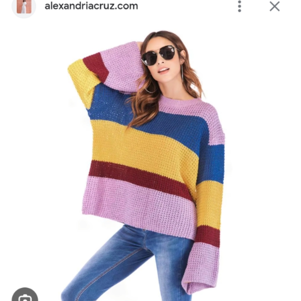 ECI Women's Multicolor Striped Sweater